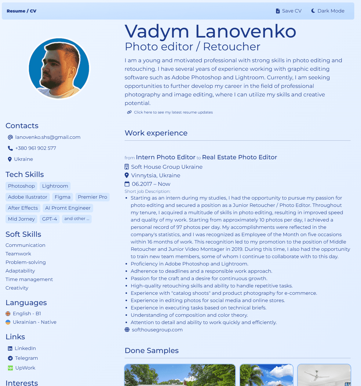 Digital Resume screenshot 1